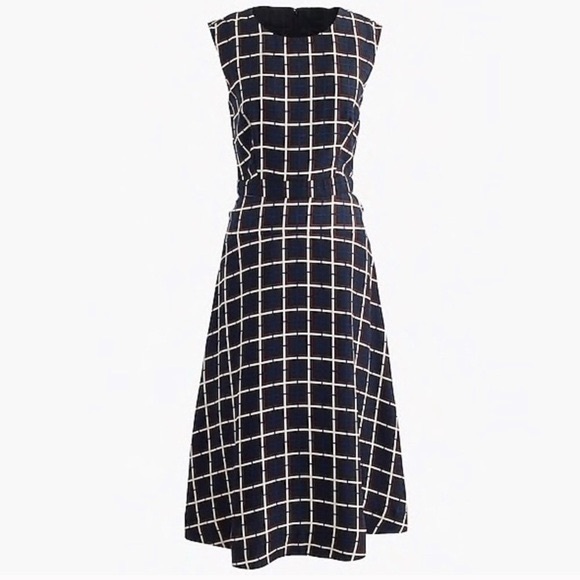 J. Crew A-line dress in silk-twill windowpane print - Picture 2 of 6